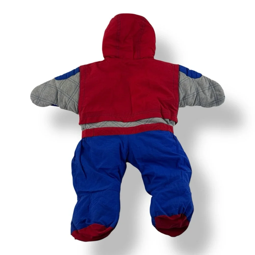 Tidykins Vintage Kids Football Snowsuit 3-6M Red Blue Gray Nylon Cotton‎